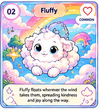 Fluffy full-colour Loomie trading card, number 02, with a Common rarity badge.